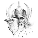 Odin with his ravens tattoo design idea