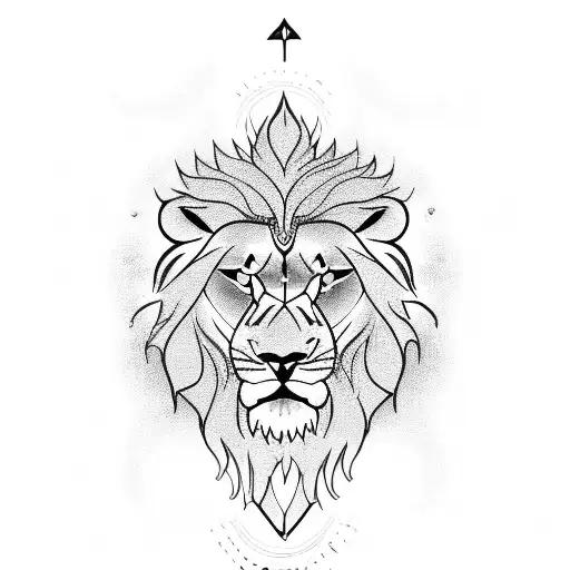 A powerful lion on a motorcycle with a banner that says 'Never give up' tattoo design idea