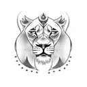 A powerful lion on a motorcycle with a banner that says 'Never give up' tattoo design idea