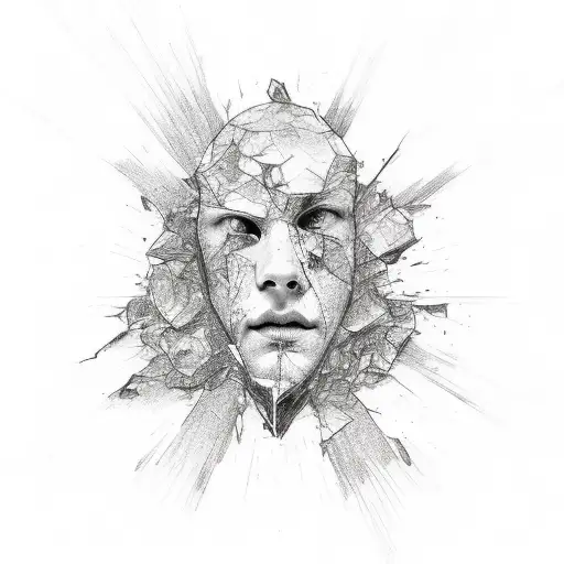 shattered glass, shattered self image, with the quote "I need you to see me for what I have become" tattoo design idea