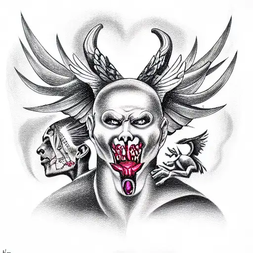 Devil and angel  tattoo design idea