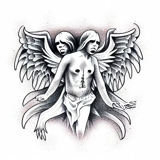 Devil and angel  tattoo design idea