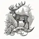 Deer and redfish tail tattoo design idea