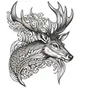 Deer and redfish tail tattoo design idea