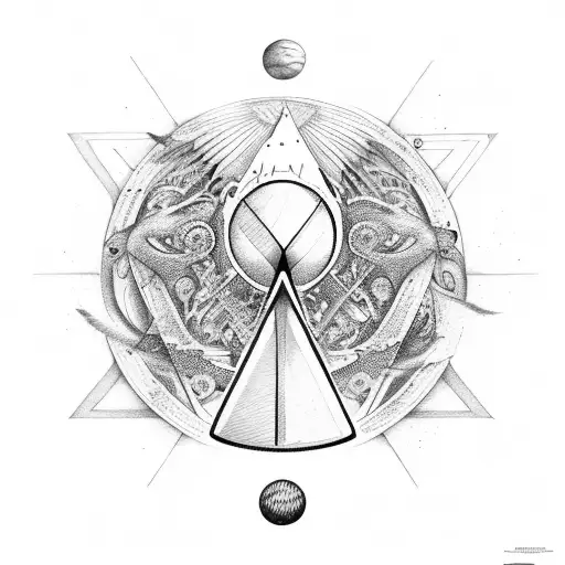 flecha con los planetas alineados, dos aves en vuelo y los nombres Amalia y Juan  tattoo design idea