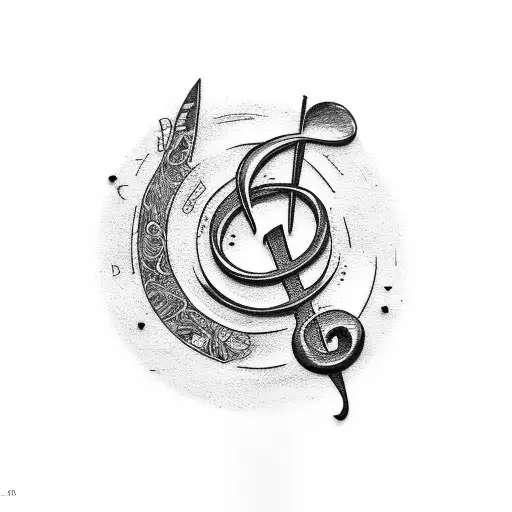 A stack of books with a treble clef symbol on top tattoo design idea