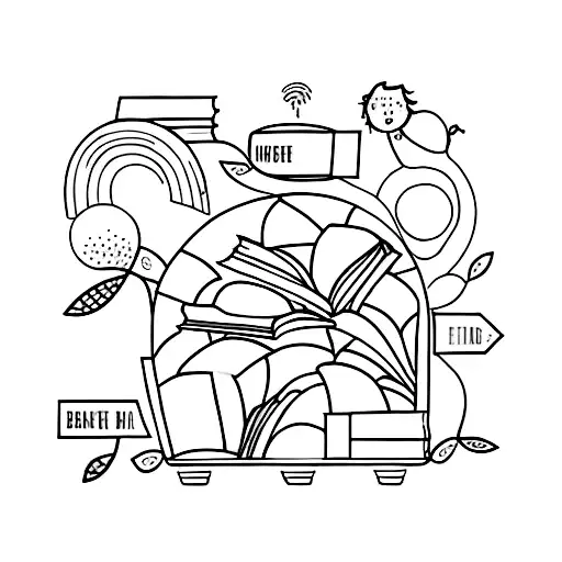 A bookshelf with each book representing a different genre tattoo design idea