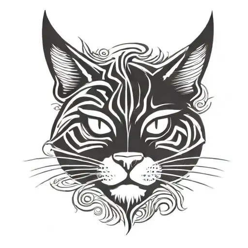 angry cat face tattoo design idea