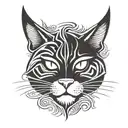 angry cat face tattoo design idea