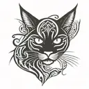 angry cat face tattoo design idea