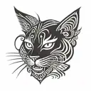 angry cat face tattoo design idea