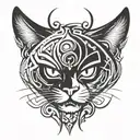 angry cat face tattoo design idea