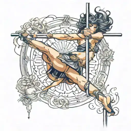 person pole dancing tattoo design idea
