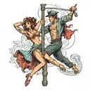 couple pole dancing tattoo design idea