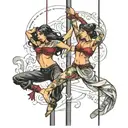 couple pole dancing tattoo design idea