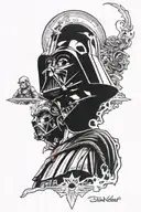 darth Vader staring at anakin skywalker tattoo design idea