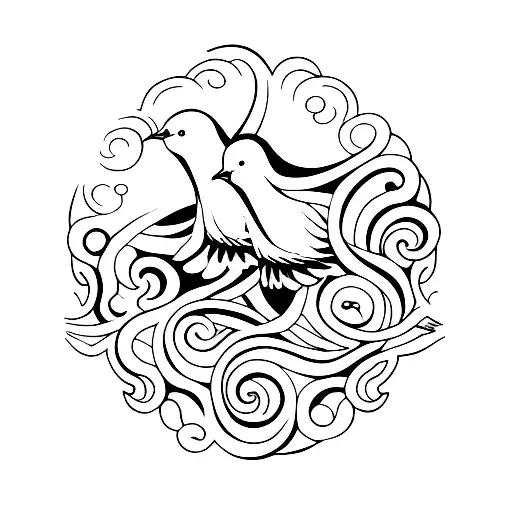 two doves tattoo design idea