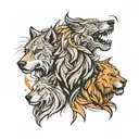 wolf, lion, bear head tattoo design idea