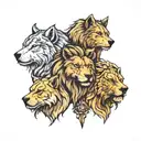wolf, lion, bear head tattoo design idea