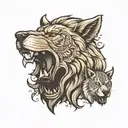wolf, lion, bear head tattoo design idea