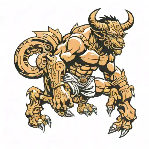 kind  Minotaur full body  tattoo design idea