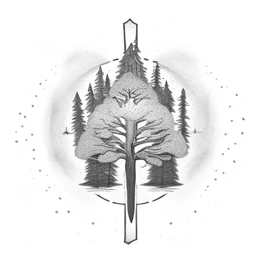 nature scene with text saying "all truly strong people are kind tattoo design idea