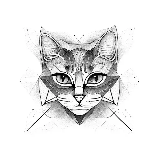 cat face with something cool above tattoo design idea