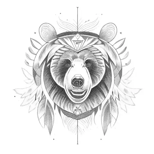 Bear oas with feathers blackfeet tribe tattoo design idea