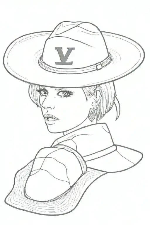LV monogram, sukuna face, Versace Medusa, straw hat,  tattoo design idea