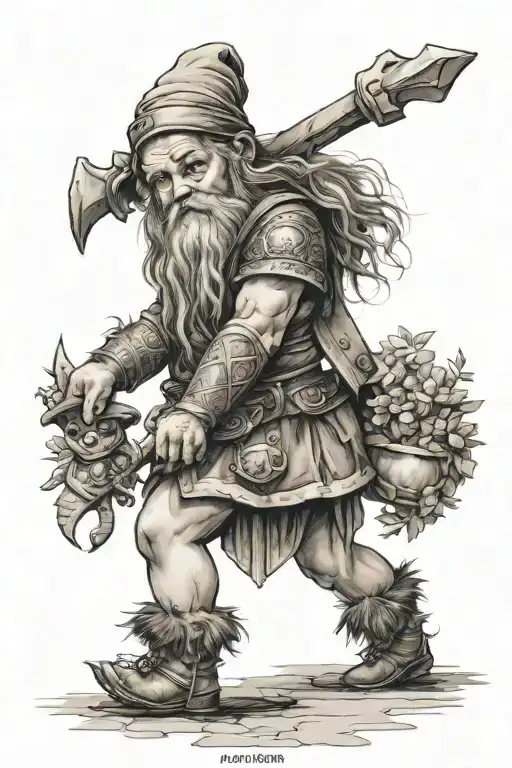 beautiful dwarf woman posing tattoo design idea