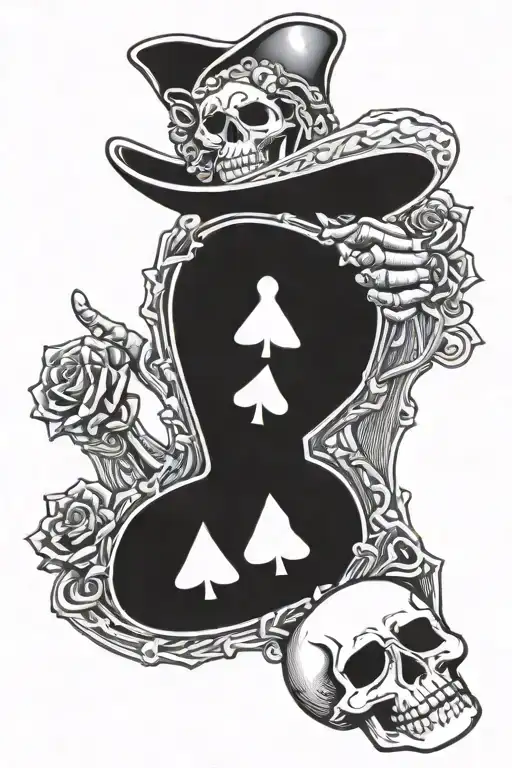 Mexican skeleton playing poker chip tattoo design idea