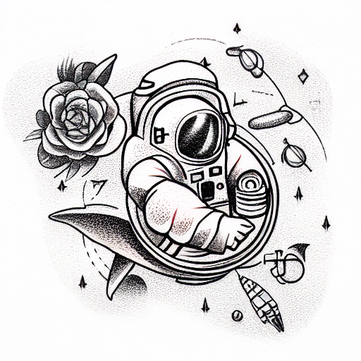 astronaut plant tattoo design idea