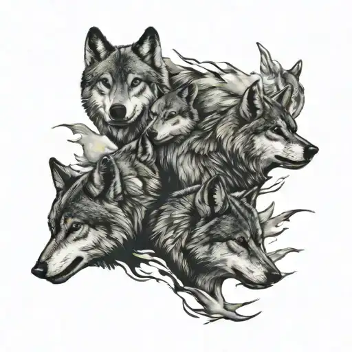 wolf pack tattoo design idea