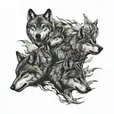 wolf pack tattoo design idea