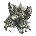 wolf pack tattoo design idea