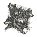 wolf pack tattoo design idea