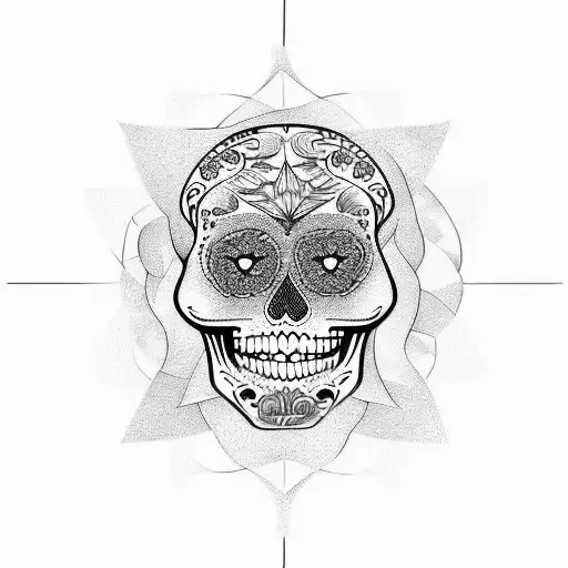Fibonacci sequence with sugar skull  tattoo design idea