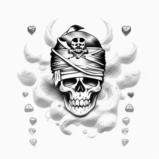 pirate love women colourful tattoo design idea