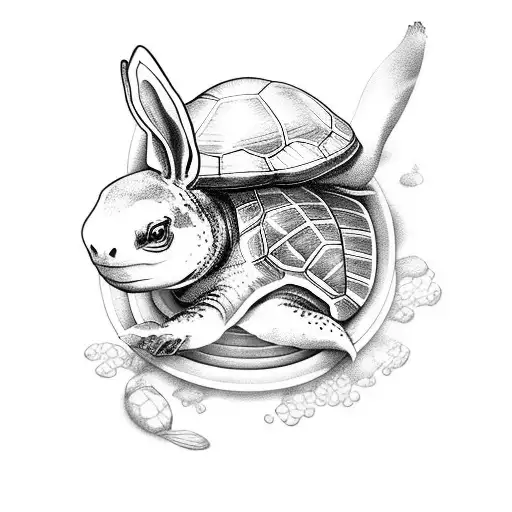 turtles and rabbit tattoo design idea