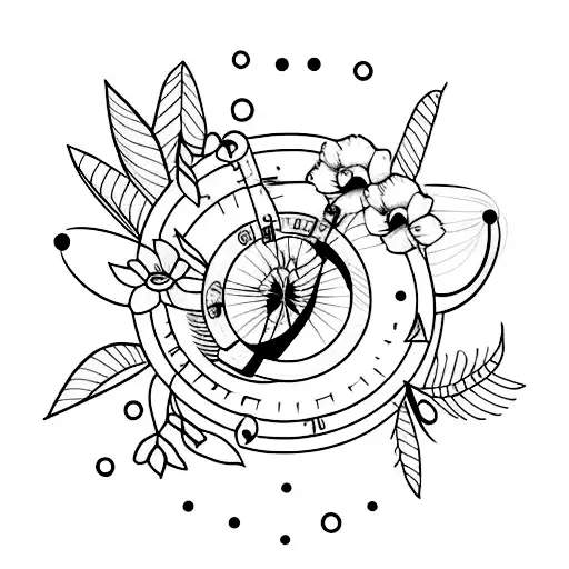 arco e flecha e flores tattoo design idea