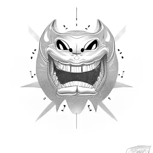 Smile with two sharp teeth tattoo design idea