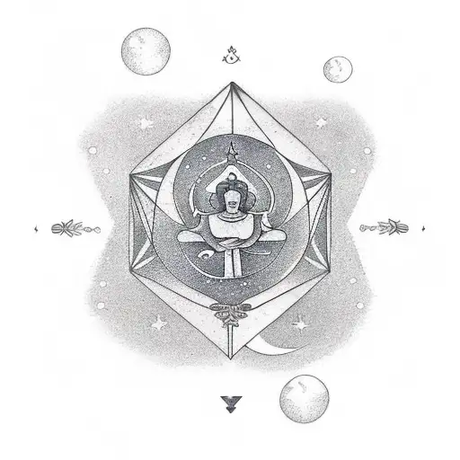 capricorn constellation with buddha tattoo design idea