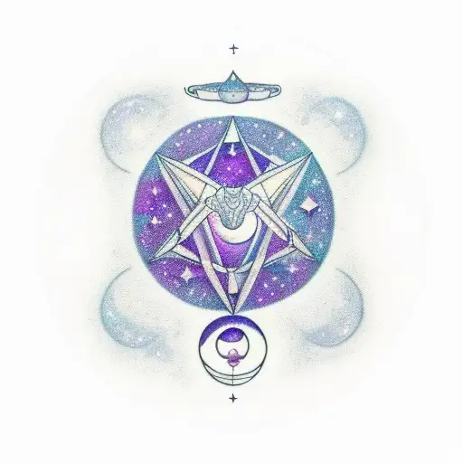 capricorn constellation with moon and amethyst  tattoo design idea