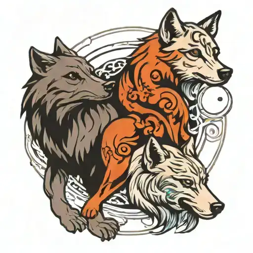 Wolf and Yin and Yang tattoo design idea