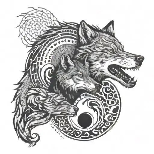Wolf and Yin and Yang tattoo design idea