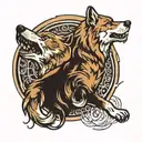Wolf and Yin and Yang tattoo design idea