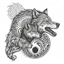 Wolf and Yin and Yang tattoo design idea