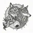 Wolf and Yin and Yang tattoo design idea