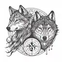 Wolf and Yin and Yang tattoo design idea