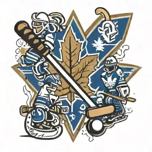 CN Tower Toronto Maple Leafs logo kids playing hockey  tattoo design idea